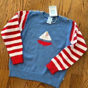 Bella Bliss NWT Darling Sailboat Sweater Nantucket Boy or Girl ACK 10 yr ❤️💙🩵